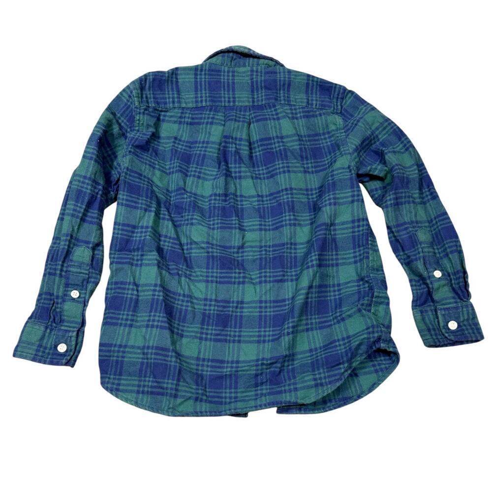 Vineyard Vines Boys Blue Green Plaid Flannel Button-Down Shirt Size 5 - Picture 2 of 4